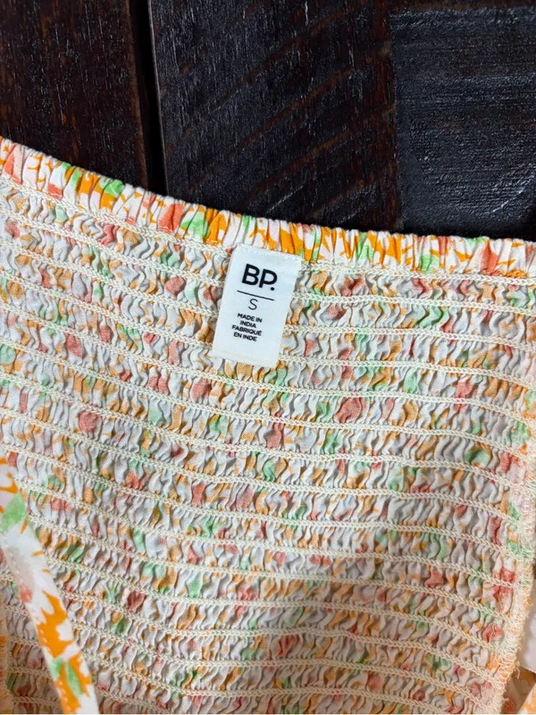 bp. Floral Ruched Spaghetti Strap Crop Top - Small - Image 4
