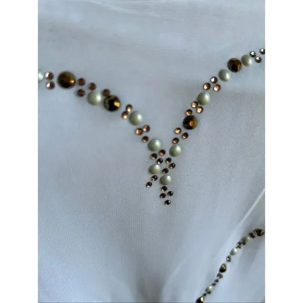 NWT NY&C Sleeveless Racerback Blouse Ivory XL Bling Heart Design Lightweight Su - Image 10
