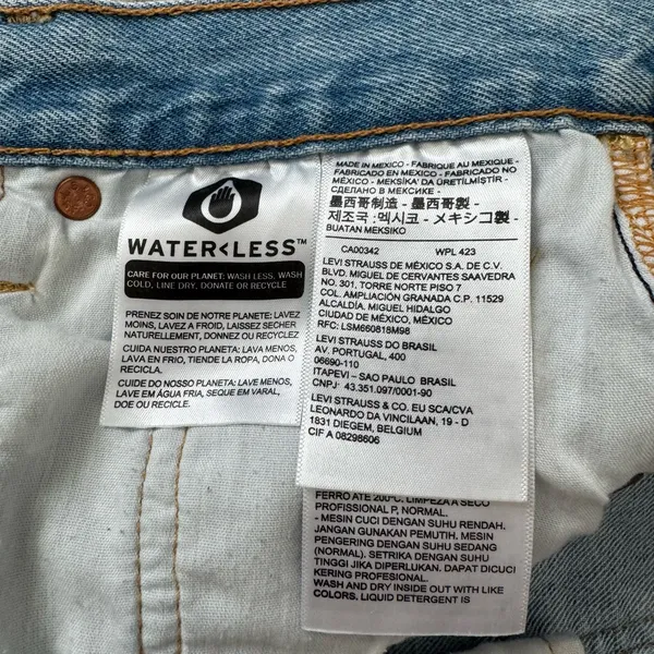 Levi's Taille Haute Line 501 High Waist Ripped Cutoff Denim Shorts Size 28 - Image 9
