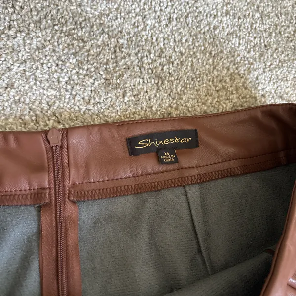 Shinestar Brown Pleather Skirt - Image 3