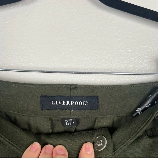 Liverpool Straight Leg Flat Front Trousers Olive Sz‎ 8 - Image 4