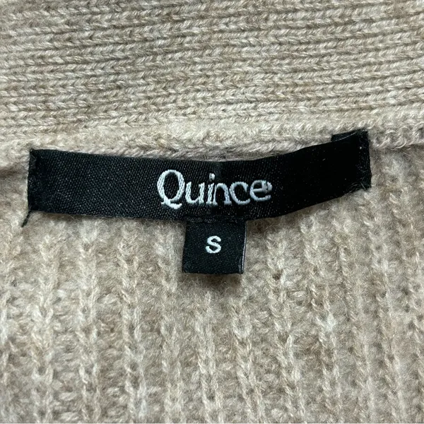 Quince Mongolian Cashmere Oversized Tan Cardigan Sweater Small Minimal Neutral - Image 8
