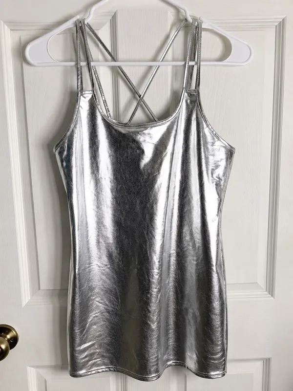 Women’s Metallic Silver Strappy Bodycon Mini Dress - Image 2