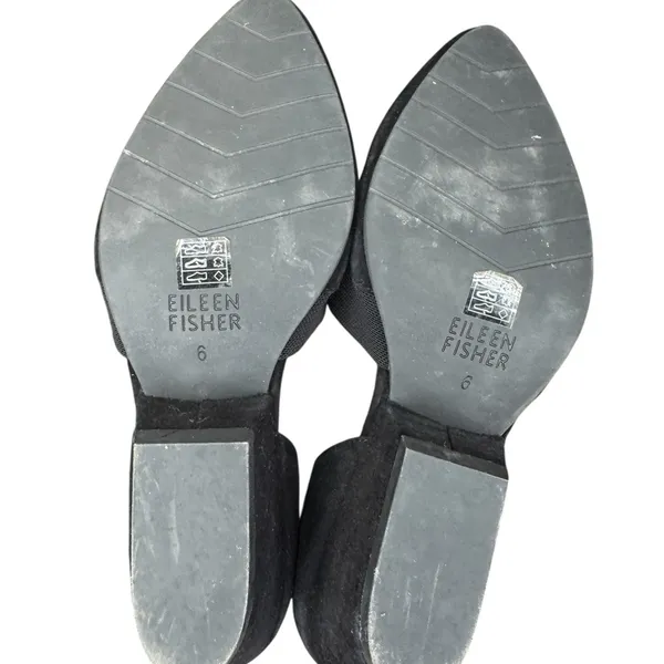 Eileen Fisher Black Suede Flats Pointed Toe Elastic Band Slip On Comfort Shoes‎ - Image 6