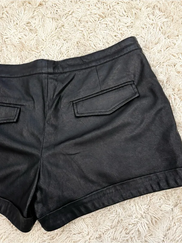 Willow & Clay Black High-Waist Faux Leather Shorts - Image 6