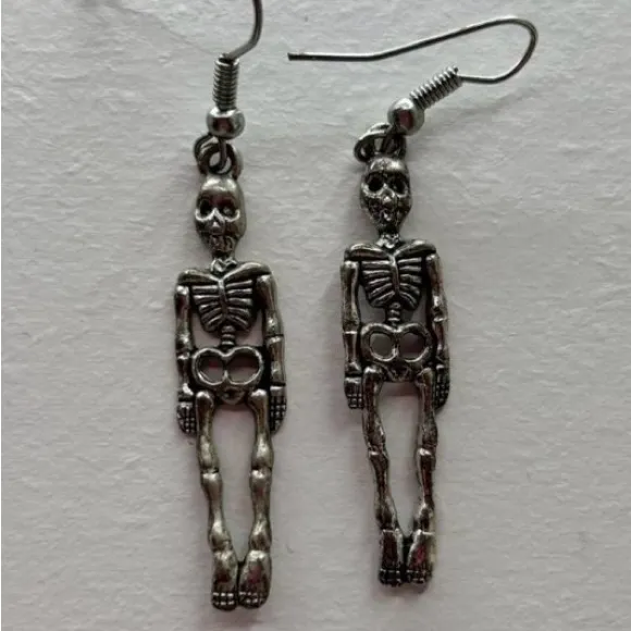 Silver Skeleton Earrings - Image 2