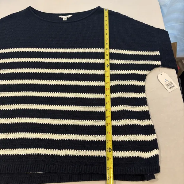 NWT Navy & White Stripe Lightweight‎ Sweater Women Size Medium Nautical Coastal - Image 9