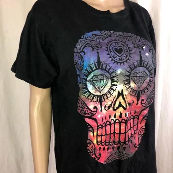 Colorful skull print T shirt - Image 2