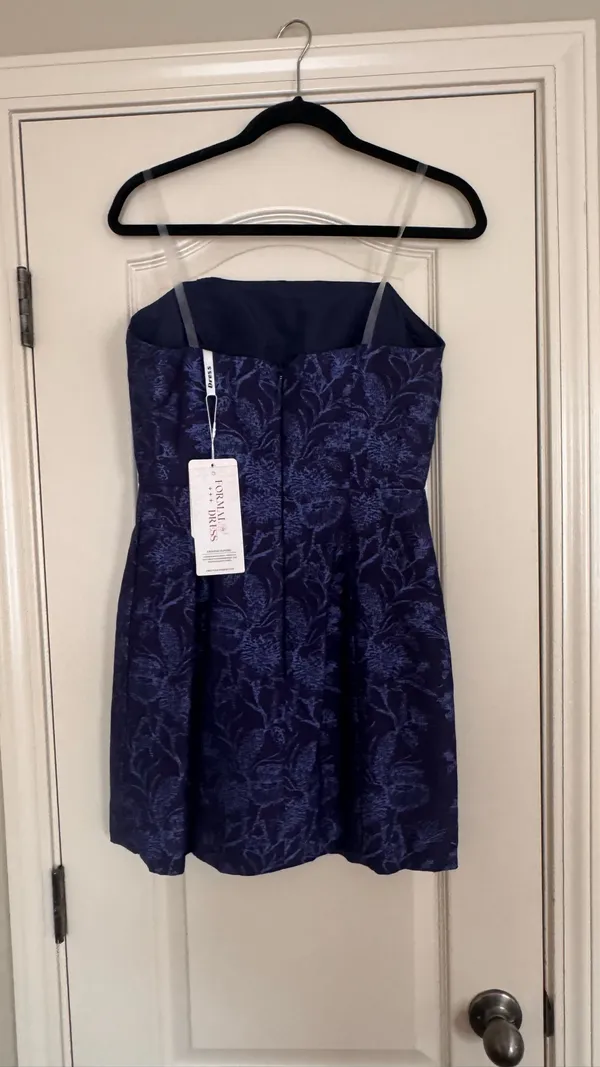 NWT Navy Floral Strapless Mini Dress - Image 2
