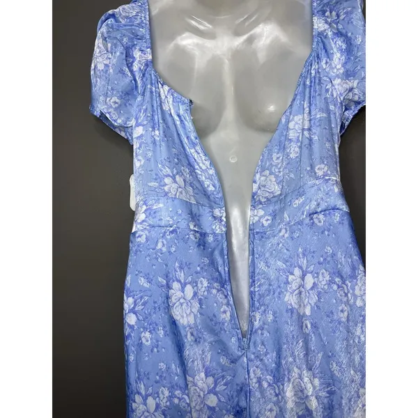 Altar'd State Dress Womens Medium Blue Floral Tie Front Flutter Sleeve Maxi - Image 12
