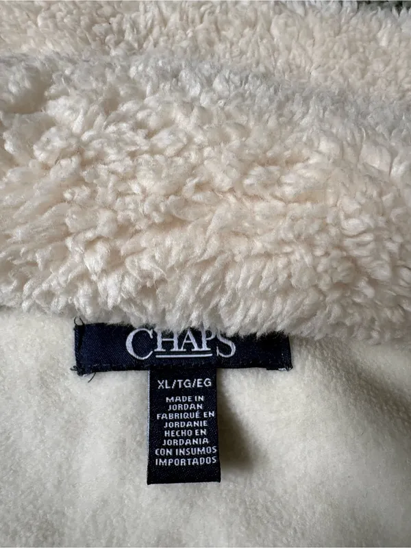 Chaps Faux Shearling Fleece Sherpa Vest Full Zip Womens Size XL Cream Brown NWT - Image 8