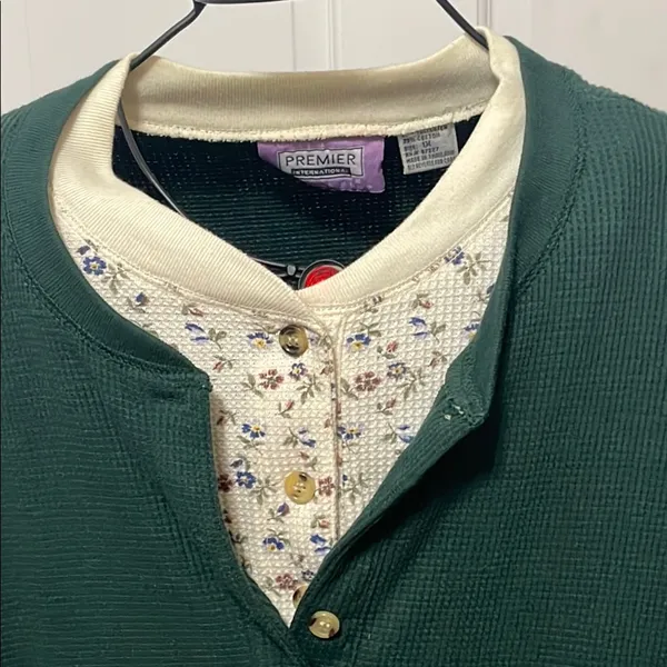 😎😎😎3 for 12$😎😎😎Premier Forest Green Polo with Floral Collar - Image 3