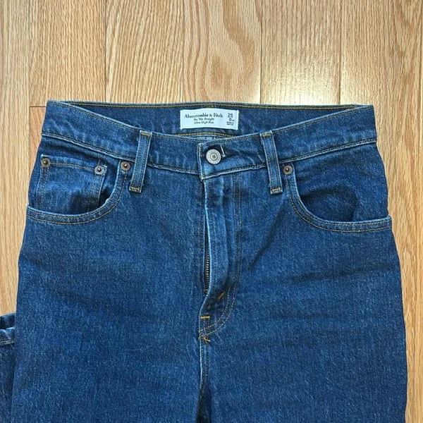 Abercrombie & Fitch Dark Blue Straight Leg Jeans - Image 6