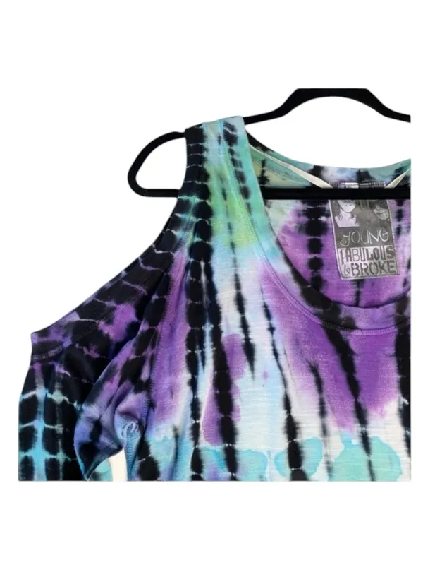 YFB Young Fabulous & Broke ☀︎︎ Cold Shoulder Pullover ☀︎ Multi Tie Dye ☀︎ Medium - Image 5