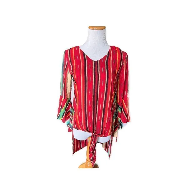 Womens Lucky & Blessed L&B Boutique Serape High Low Flowy Top - Sz S - Image 2