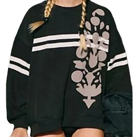 Free People All Star Buti Pullover Graphic Graphite Nordic Trail Combo L NWT - Image 2