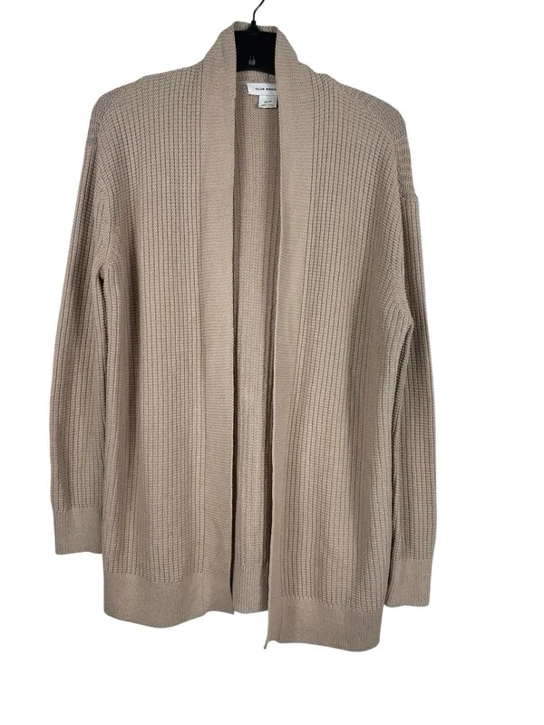 Club Monaco 100% Cotton Cable Knit Cardigan Beige Open Front Oversized XS - Image 5