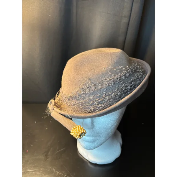 Vintage‎ Linda Jane Hollywood Styles Felt Hat Henry Pollak Ferry Felt Taupe 22 - Image 7