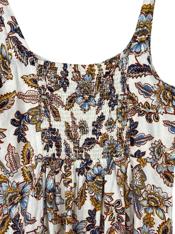 Old Navy XL Floral Print Smocked Back Linen Blend Midi Dress NWT Coquette - Image 6