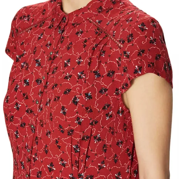Free People Debby‎ Floral Romper Women medium Red Viscose Summer Bohemian - Image 3