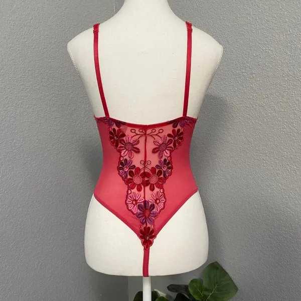 Victoria'S Secret Floral Embroidery Teddy Mesh Bodysuit Intimates Fairy Whimsy - Image 4