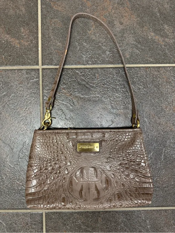 Brahmin Melbourne Brûlée Anytime Mini Shoulder Bag Wristlet/Clutch Handbag Tan - Image 15