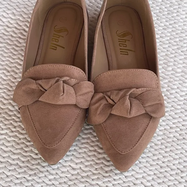 SheIn Pointed Toe Bow Loafers - Mauve/Tan Suede Style - Size 7.5 - Image 3
