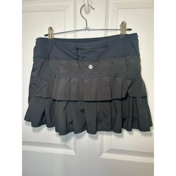 Lululemon Pace Setter Skirt 6 Black Ruffle Pleated Tennis Running Athletic Skort - Image 2