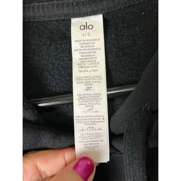 Alo Yoga Accolade Hoodie Large Black Oversized Pullover Sweatshirt Athleisure - Image 6