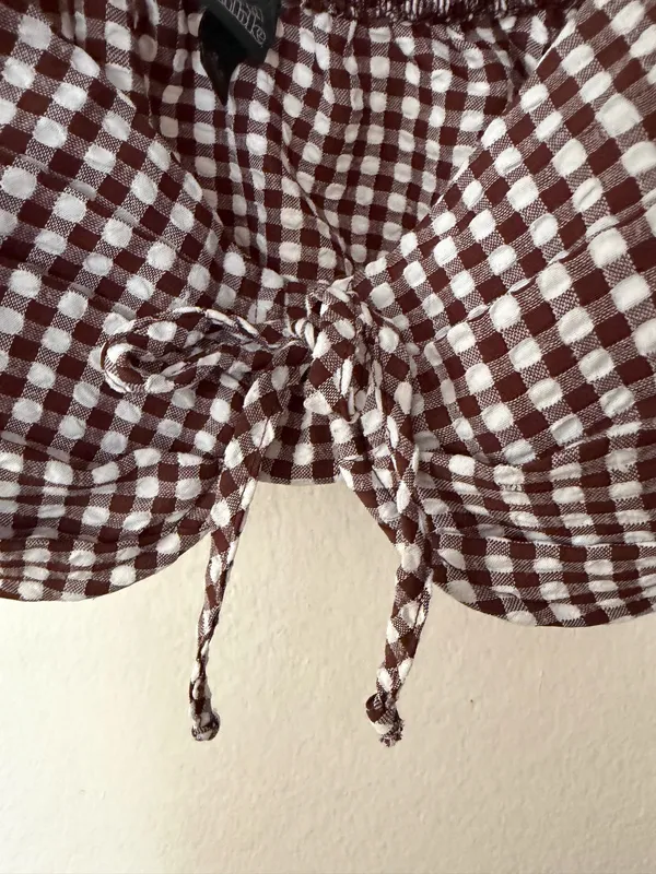 wild fable gingham puff-sleeve crop top  - Image 4
