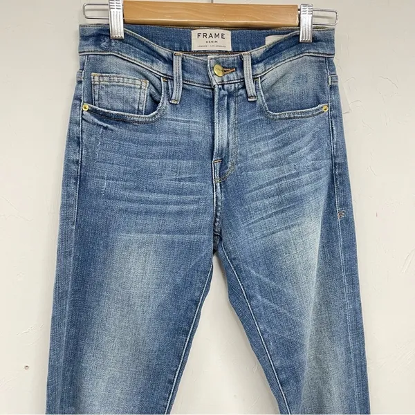 Frame Le Boy High Rise Straight Leg Jeans Womens 24 Boyfriend Medium Wash Blue - Image 6