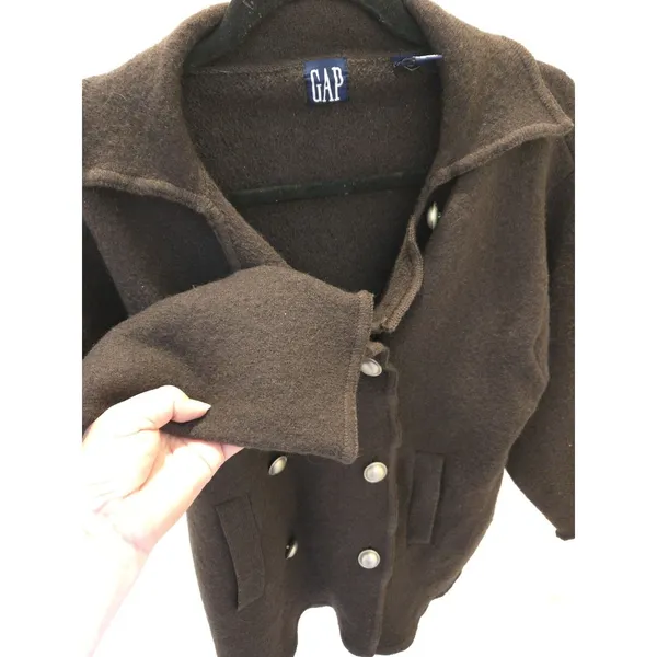 Gap 100% Wool Small Brown Double-Breasted with Pockets Jacket Womens - Image 3