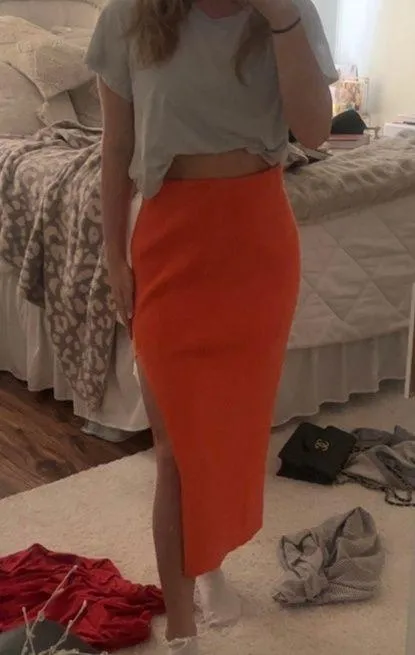 midi knit skirt Orange - Image 3