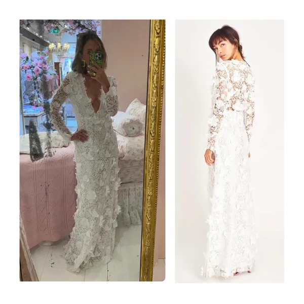 LoveShackFancy Sylvester Bridal‎ Lace Gown White Size 4 NWT - Image 2