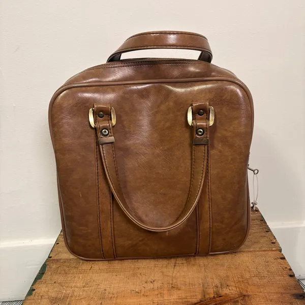 American Vintage Vintage 70s Brown Pilot Airline Bag with Keys - Image 4