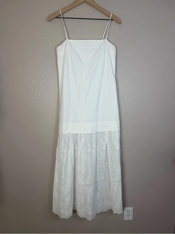 Mon Renn Agua Anglaise White Eyelet Lace Maxi Dress size Small $219 - Image 5