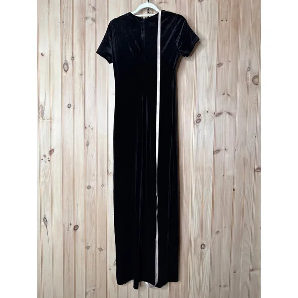 NWT Lulus Eternal Elegance Black Velvet Short Sleeve Maxi Dress Party Holiday L - Image 6