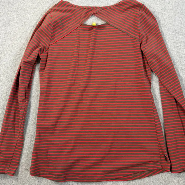 Lole Women's Medium Red Brown Striped Long Sleeve Top Cutout Back Active - Image 11