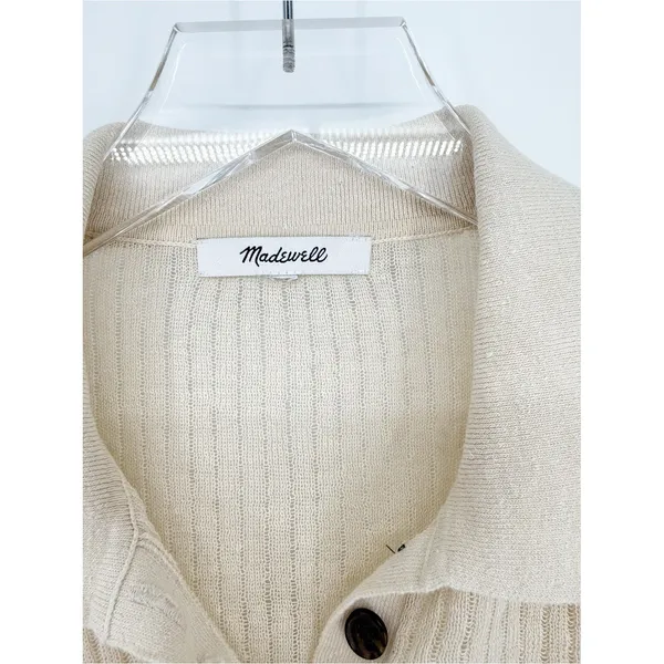 Madewell Short Sleeve Knit Polo Women's Size S Cream Quiet Luxury - Image 6