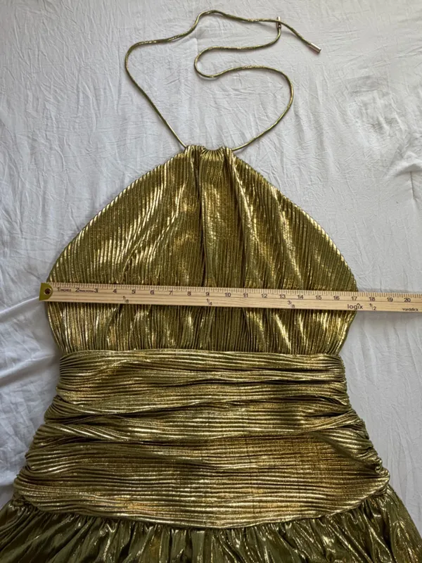 Metallic Gold High-Slit‎ Maxi Dress - Image 7