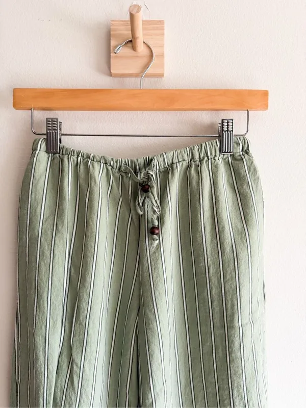 Zara Linen Blend Stripe Pull On Pant Size XS - Image 2