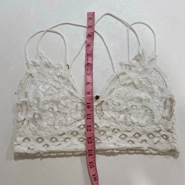 Free People FP One Lace Bralette White Crochet Strappy Boho Top Size L (Flawed) - Image 9