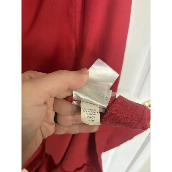 Old Navy Linen Blend Red Sleeveless Mini Dress Large Square Neck Smocked - Image 6