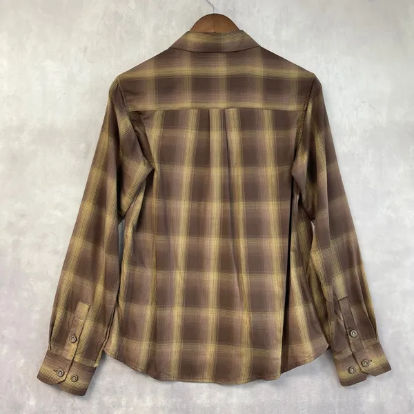 Dixxon Women The Wyatt‎ Shirt Size M Brown Plaid Bamboo Western Rockabilly Ranch - Image 2
