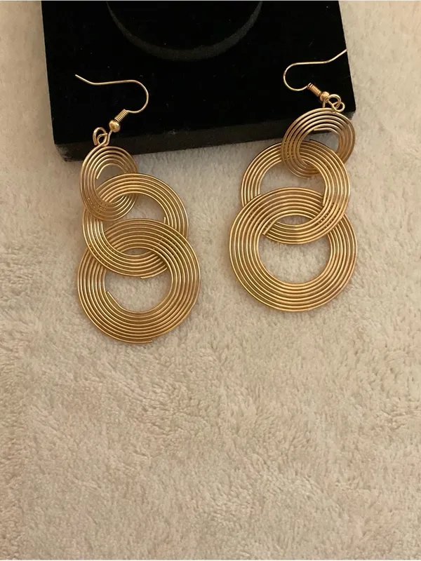 Gold Spiral Linked Drop Earrings for Women - Image 4