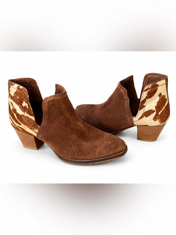 Roper Rowdy Cow Hair on Hide Suede Western Ankle Boots Women’s 7.5 - Image 2