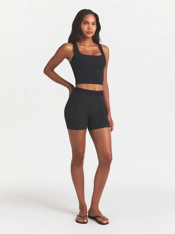 SKIMS Black Cotton Ribbed Boxer Short - Image 3