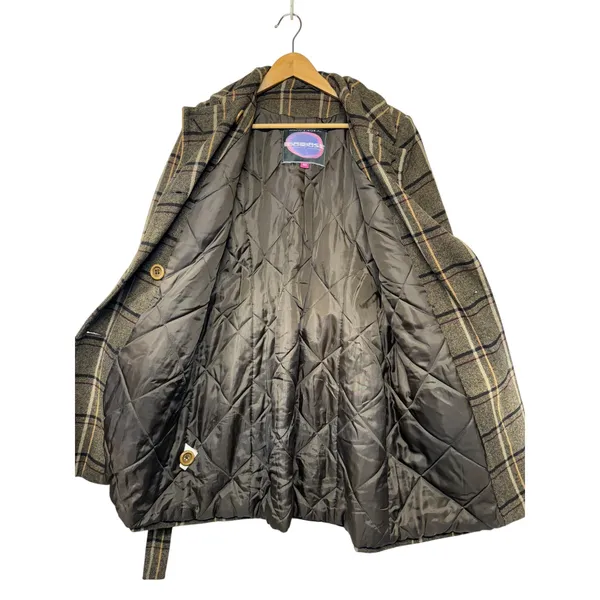 Bibise Clothing Brown Plaid Wool Blend Double Breasted Trench Coat Size 40 - Image 2