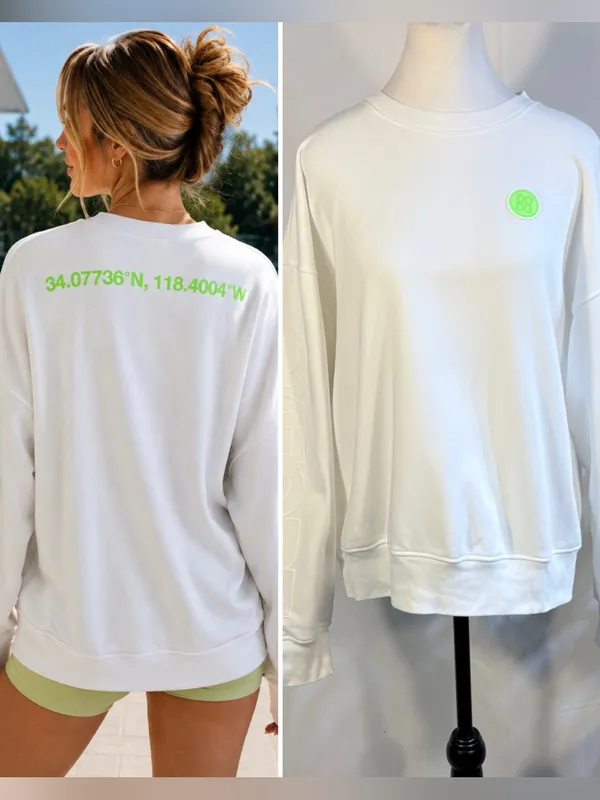 G/FORE Coordinates French Terry Oversized Pullover Sweatshirt White Sz L🧡 Size L - Image 2