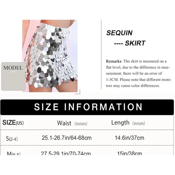 NWT Sparkly Silver Large Sequin‎ Mini Skirt - Image 3